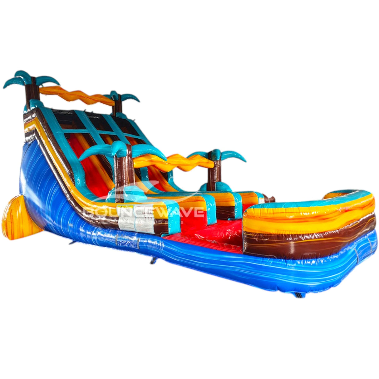 18ft Tropic Shock Commercial Dual Lane Center Climb Inflatable Water Slide - BounceWave Inflatable Sales