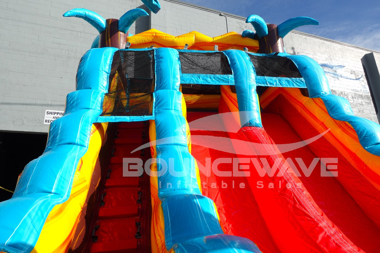18ft Tropic Shock Hybrid Dual Lane Inflatable Water Slide - BounceWave Inflatable Sales