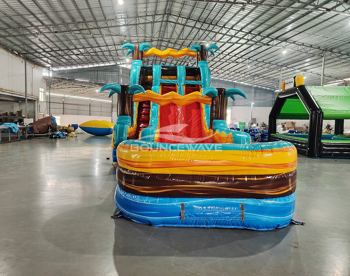 18ft Tropic Shock Hybrid Dual Lane Inflatable Water Slide - BounceWave Inflatable Sales