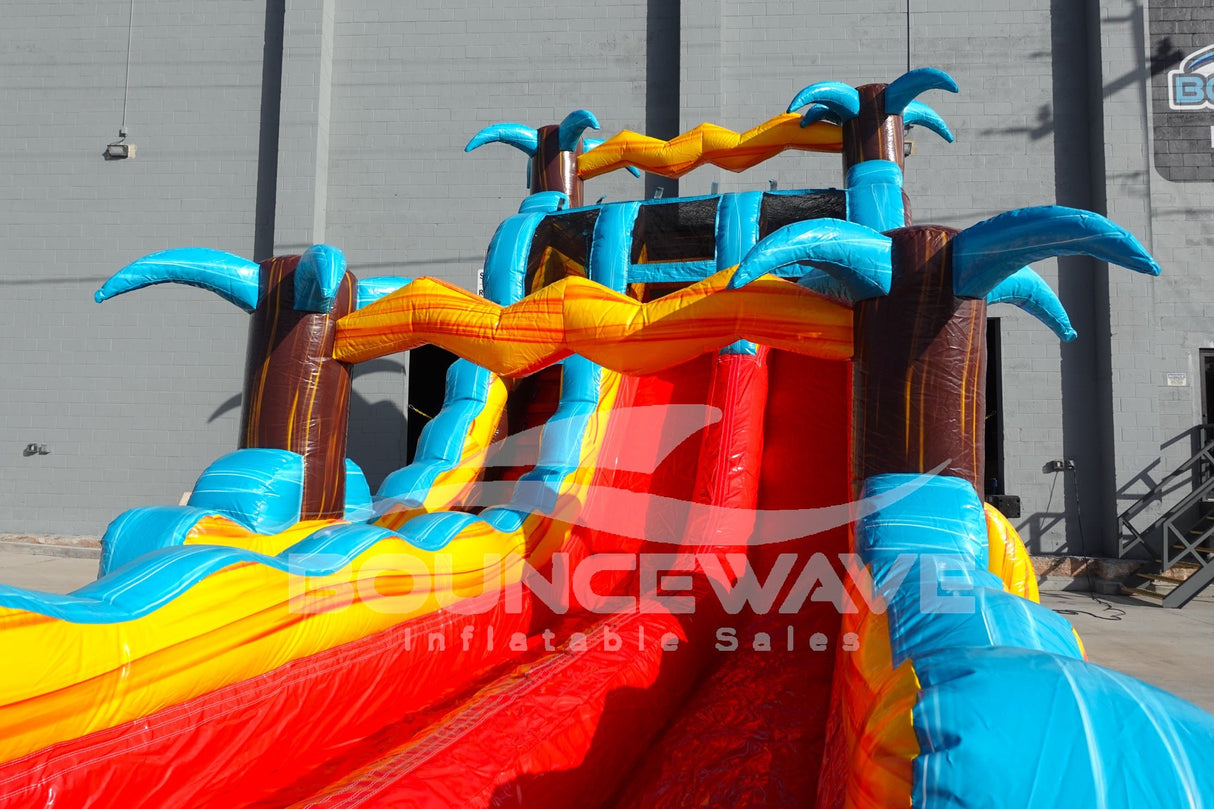 18ft Tropic Shock Hybrid Dual Lane Inflatable Water Slide - BounceWave Inflatable Sales