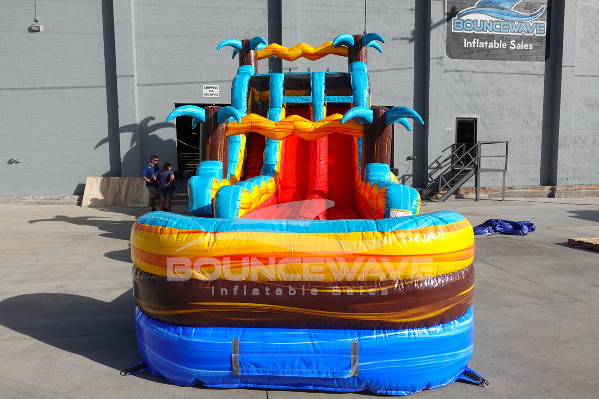18ft Tropic Shock Hybrid Dual Lane Inflatable Water Slide - BounceWave Inflatable Sales