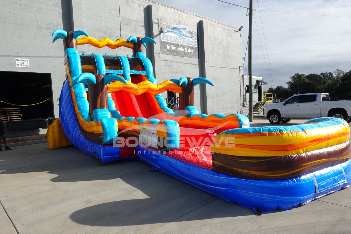 18ft Tropic Shock Hybrid Dual Lane Inflatable Water Slide - BounceWave Inflatable Sales