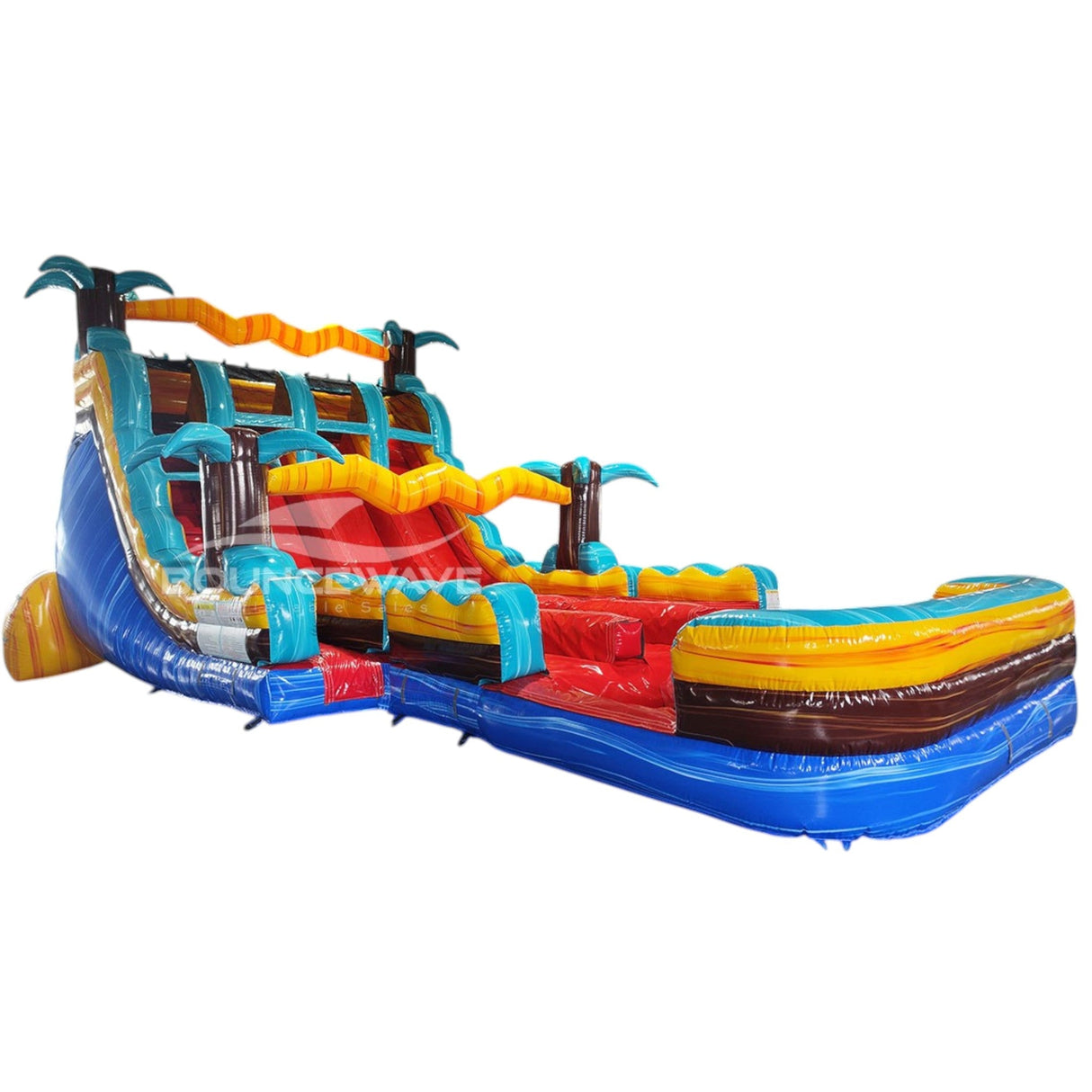 18ft Tropic Shock Hybrid Triple Lane Inflatable Water Slide - BounceWave Inflatable Sales
