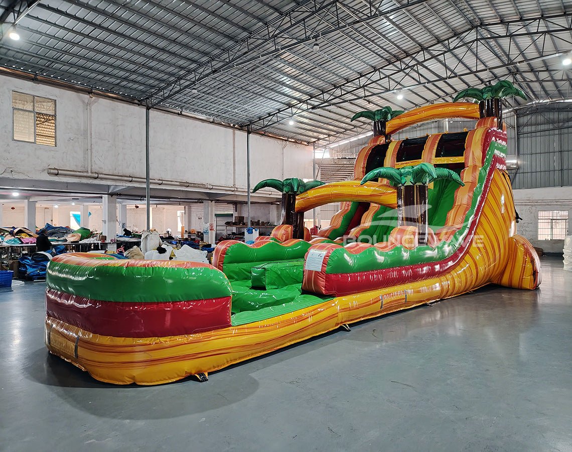18ft Tropical Inferno Hybrid Dual Lane Inflatable Water Slide - BounceWave Inflatable Sales