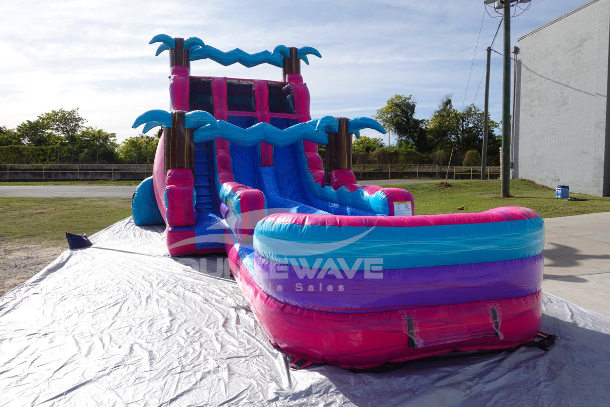 18ft UltraShock Dual Lane Hybrid Water Slide - BounceWave Inflatable Sales