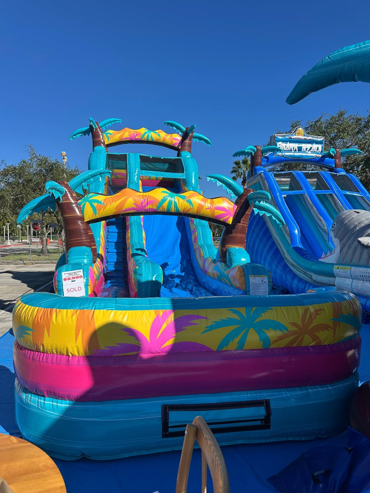 19ft Island Flow Palms Commercial Single Lane Inflatable Water Slide - BounceWave Inflatable Sales