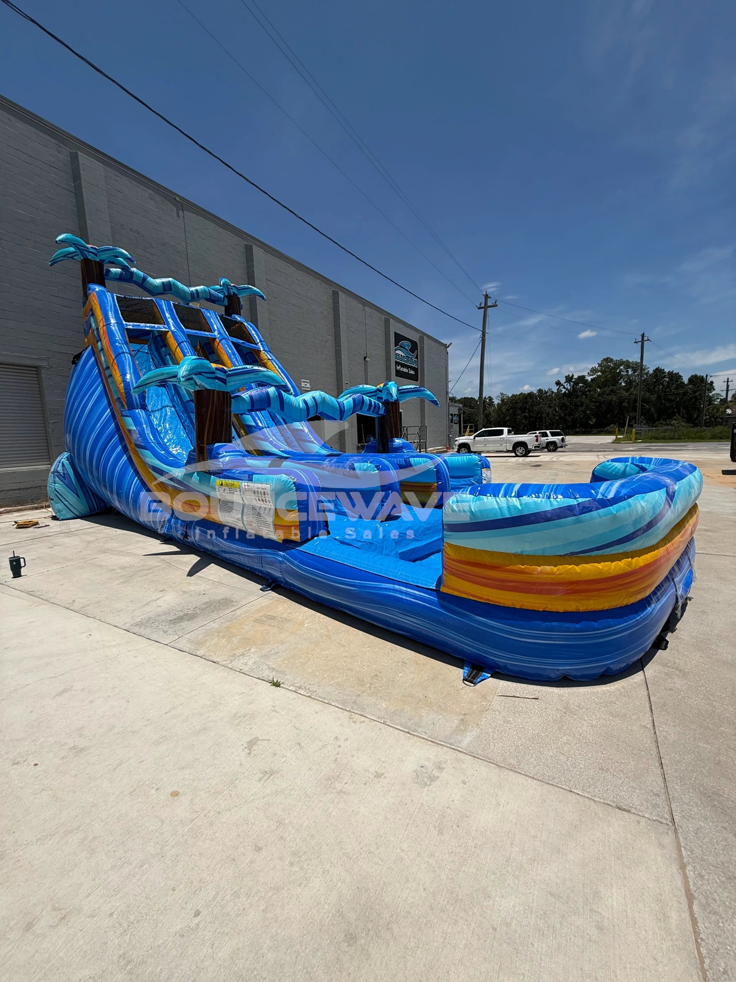 20ft Flashpoint Dual Lane Center Climb Inflatable Water Slide - BounceWave Inflatable Sales