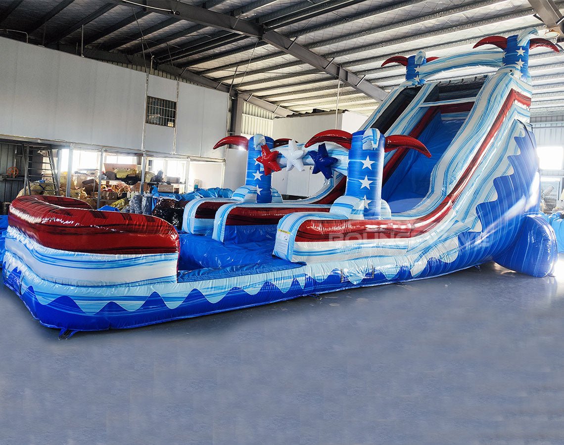 20ft Star Spangled Splash Commercial Single Lane Inflatable Water Slide - BounceWave Inflatable Sales