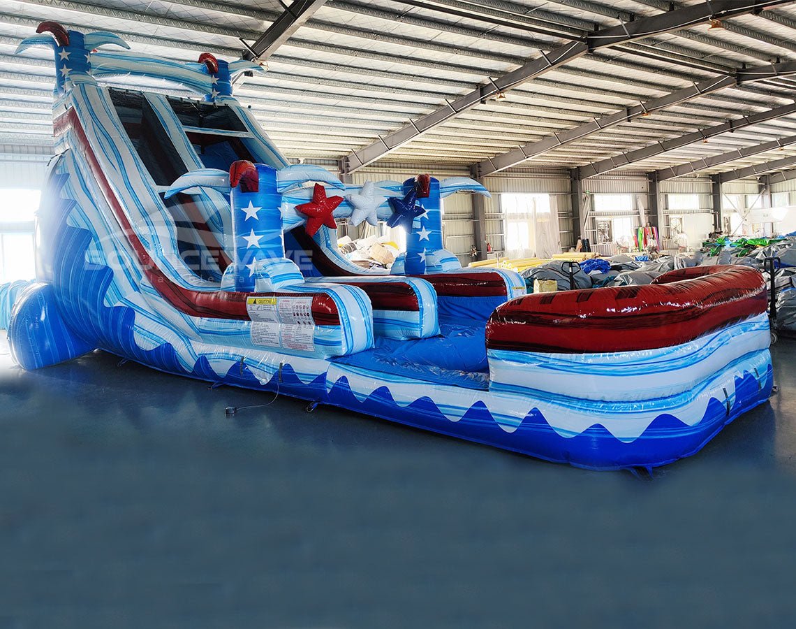 20ft Star Spangled Splash Commercial Single Lane Inflatable Water Slide - BounceWave Inflatable Sales