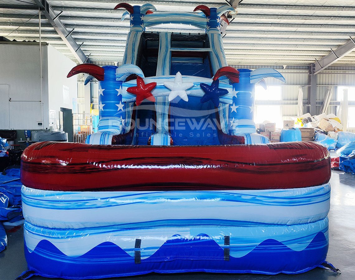 20ft Star Spangled Splash Commercial Single Lane Inflatable Water Slide - BounceWave Inflatable Sales