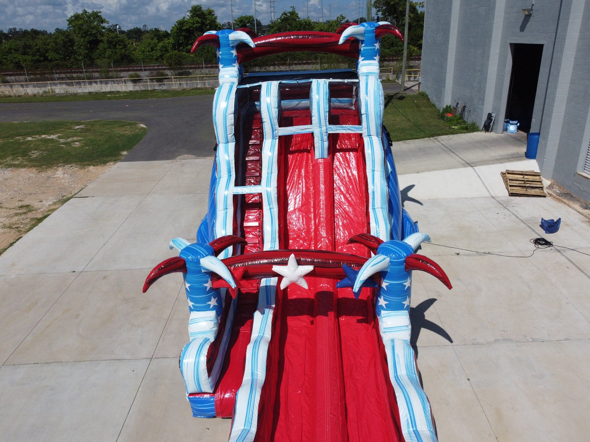 20ft Star Spangled Splash Hybrid Dual Lane Inflatable Water Slide - BounceWave Inflatable Sales
