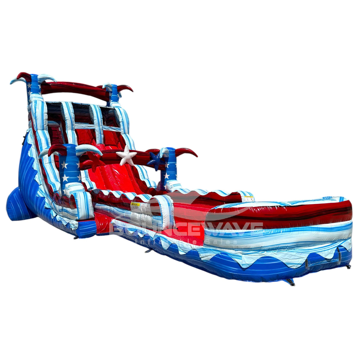 20ft Star Spangled Splash Hybrid Dual Lane Inflatable Water Slide - BounceWave Inflatable Sales