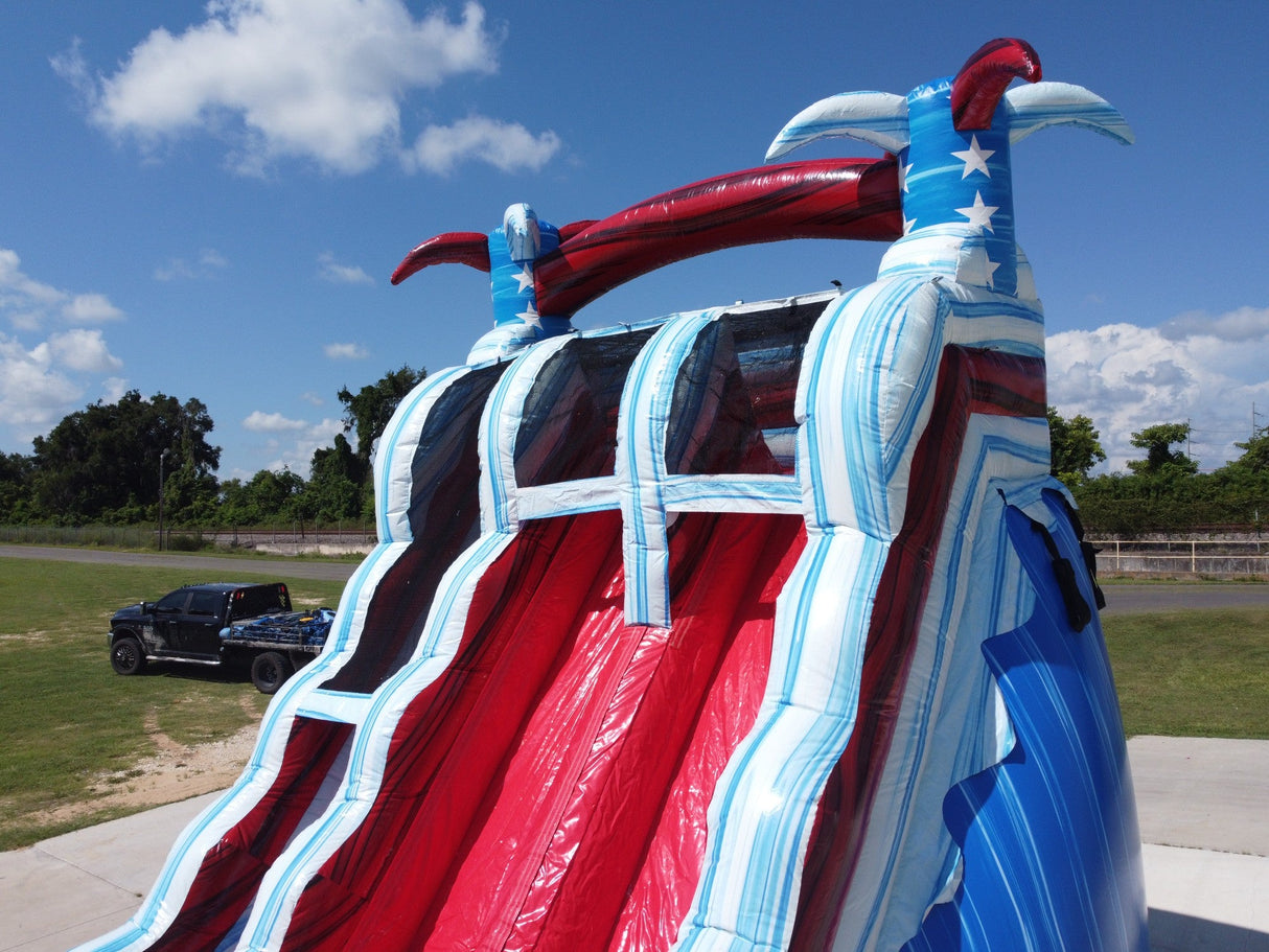 20ft Star Spangled Splash Hybrid Dual Lane Inflatable Water Slide - BounceWave Inflatable Sales