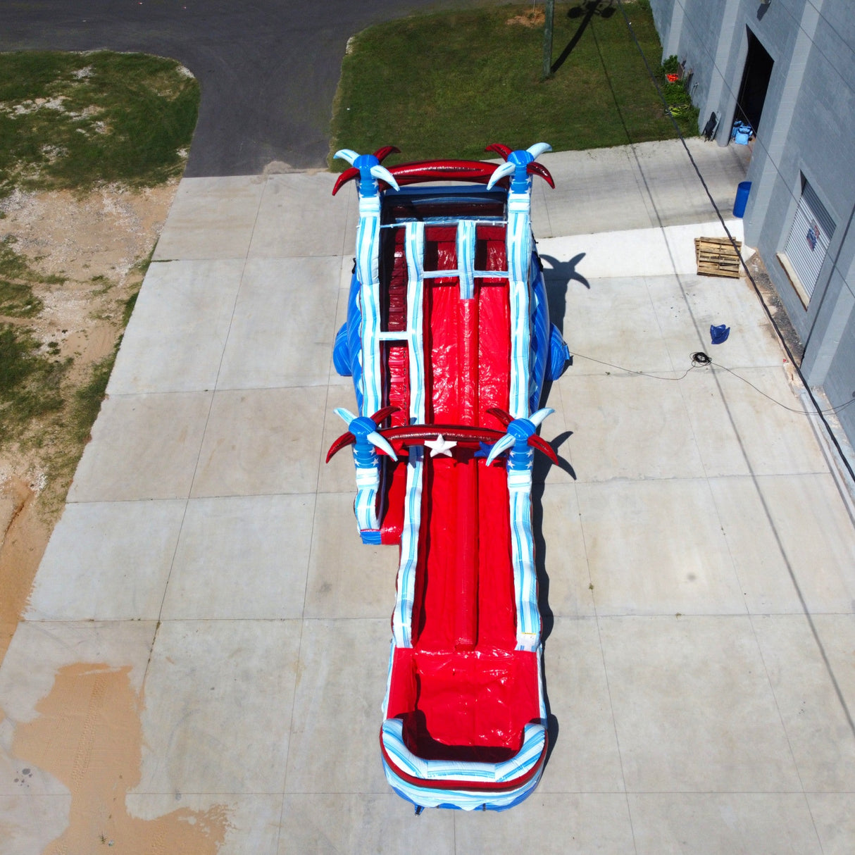 20ft Star Spangled Splash Hybrid Dual Lane Inflatable Water Slide - BounceWave Inflatable Sales