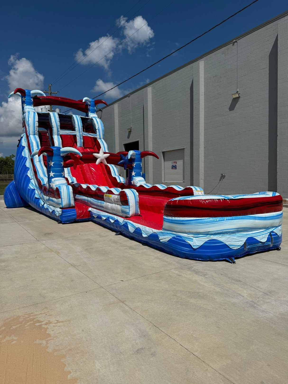 20ft Star Spangled Splash Hybrid Dual Lane Inflatable Water Slide - BounceWave Inflatable Sales
