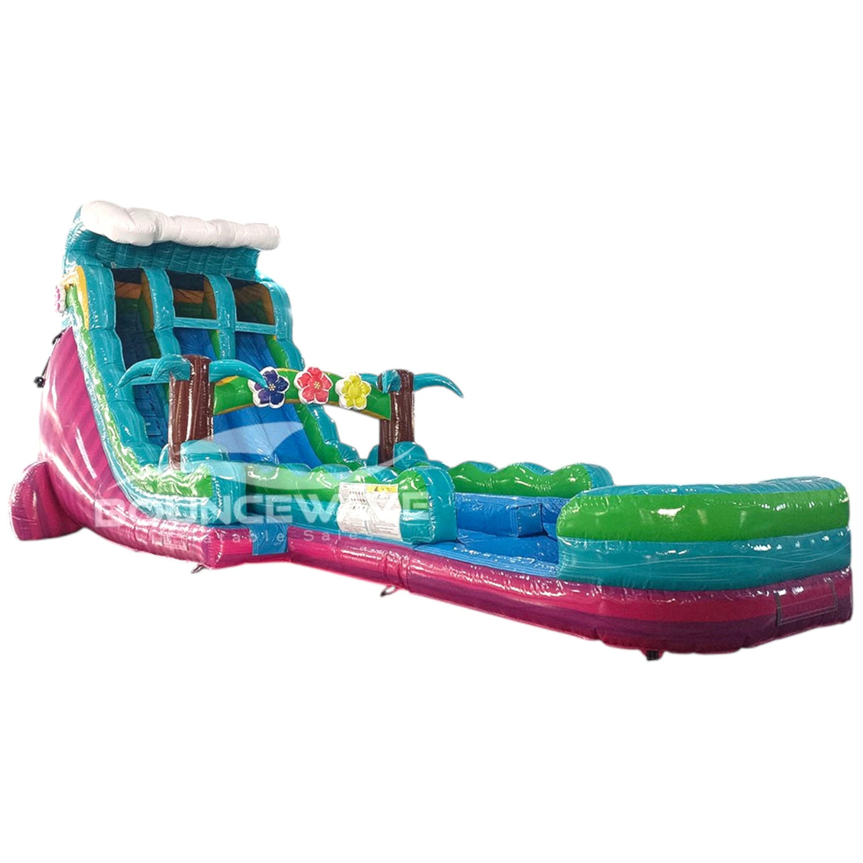 20ft Summer Luau Hybrid Dual Lane Inflatable Water Slide - BounceWave Inflatable Sales