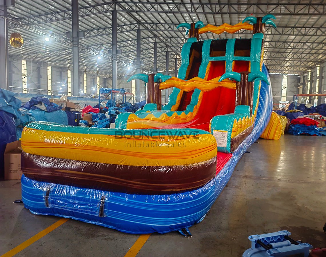 20ft Tropic Shock Hybrid Dual Lane Inflatable Water Slide - BounceWave Inflatable Sales