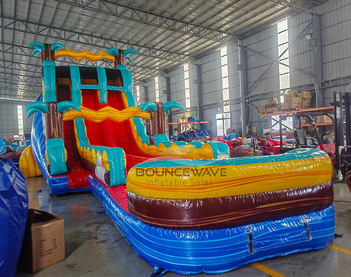 20ft Tropic Shock Hybrid Dual Lane Inflatable Water Slide - BounceWave Inflatable Sales