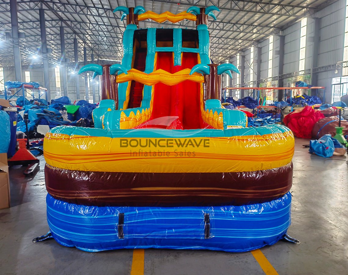 20ft Tropic Shock Hybrid Dual Lane Inflatable Water Slide - BounceWave Inflatable Sales