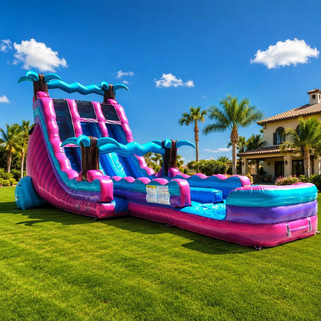 20ft Ultra Shock Dual Lane Water Slide – Hybrid - BounceWave Inflatable Sales