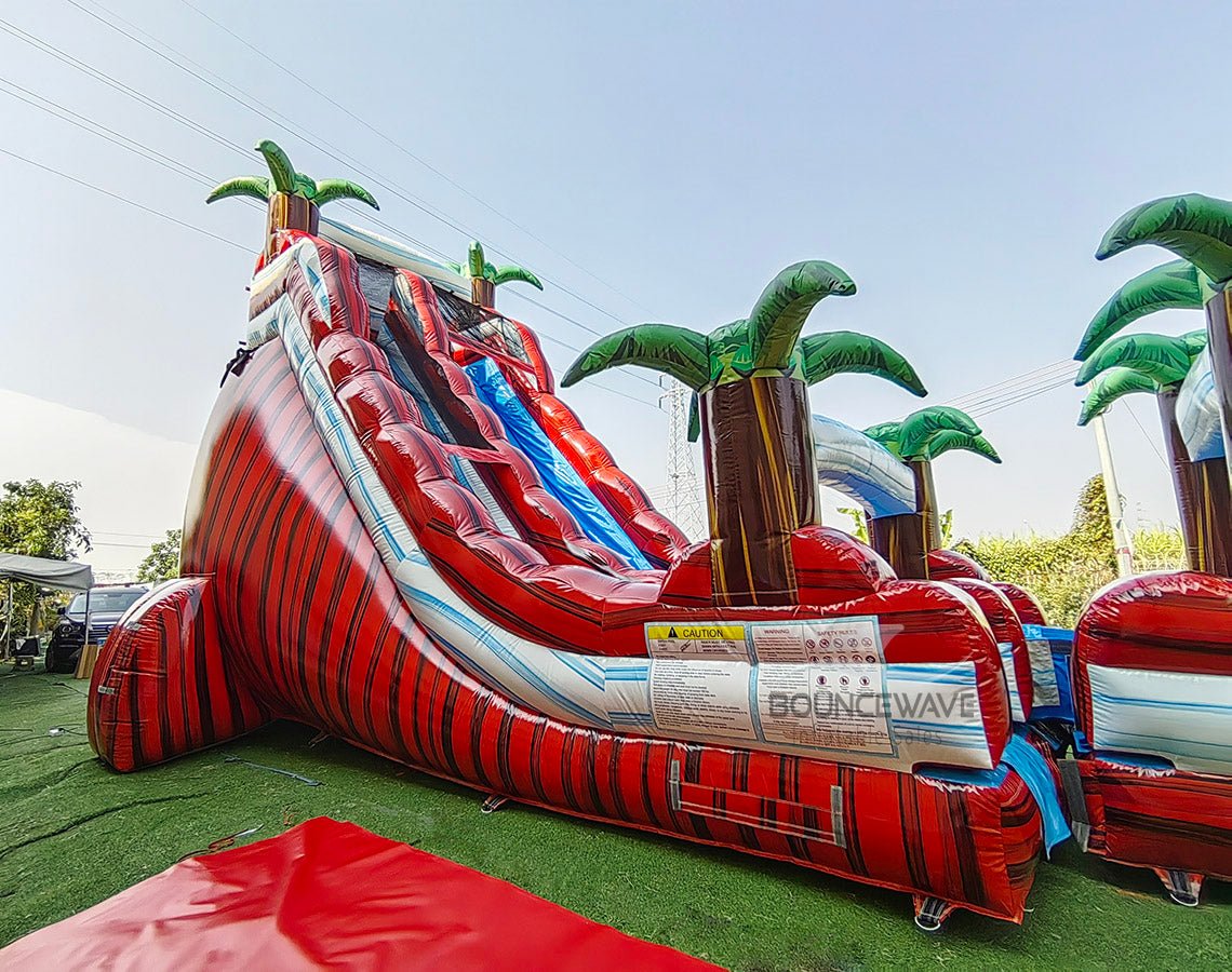 22ft Crimson Bay Single Lane Inflatable Water Slide With Slip & Slide - BounceWave Inflatable Sales