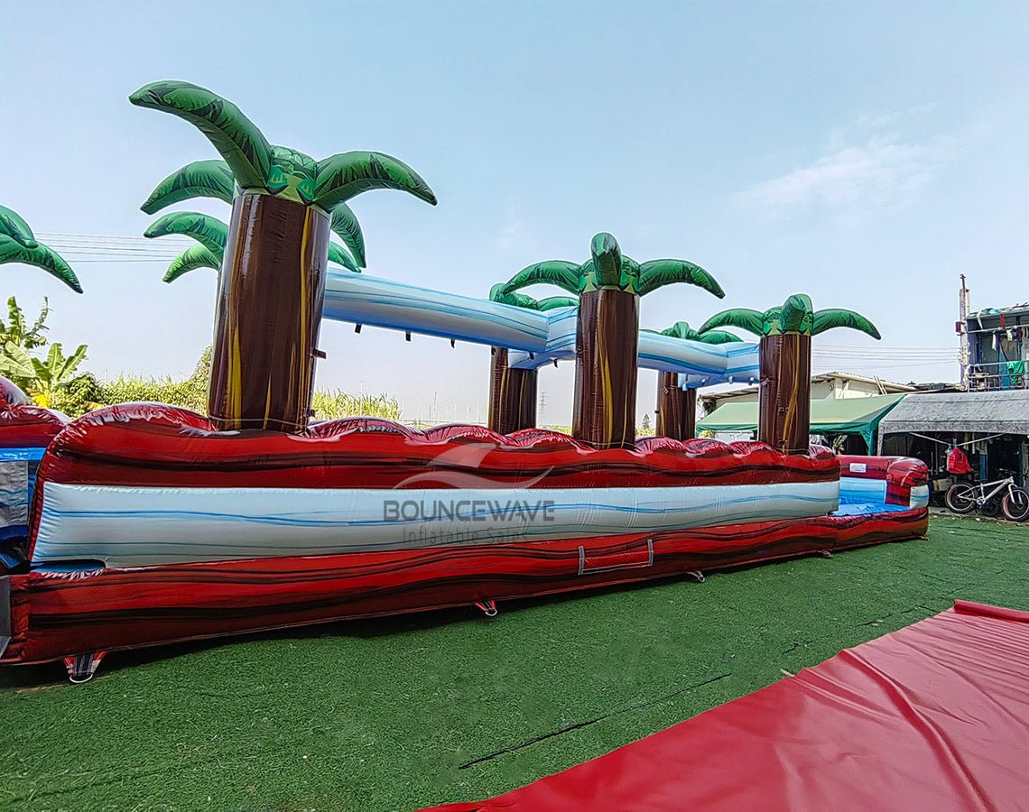 22ft Crimson Bay Single Lane Inflatable Water Slide With Slip & Slide - BounceWave Inflatable Sales