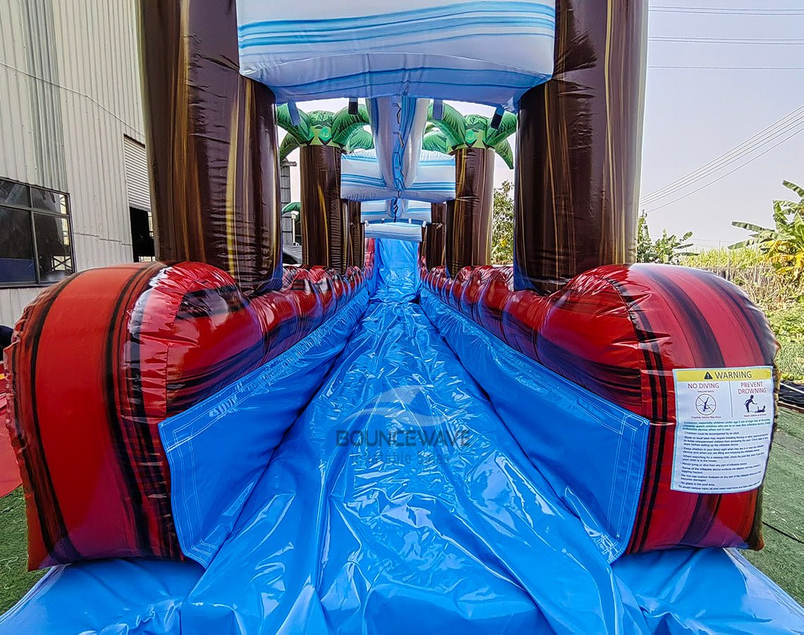 22ft Crimson Bay Single Lane Inflatable Water Slide With Slip & Slide - BounceWave Inflatable Sales