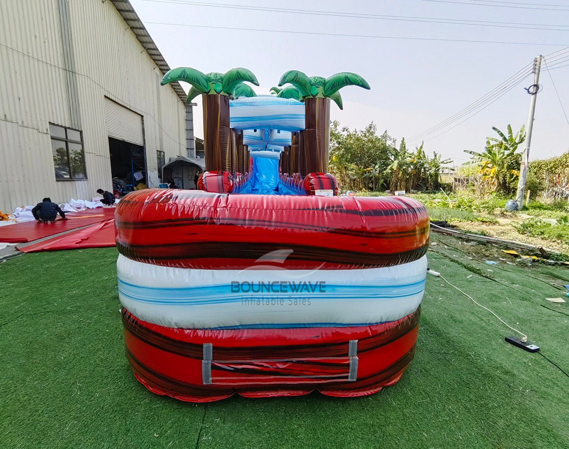 22ft Crimson Bay Single Lane Inflatable Water Slide With Slip & Slide - BounceWave Inflatable Sales
