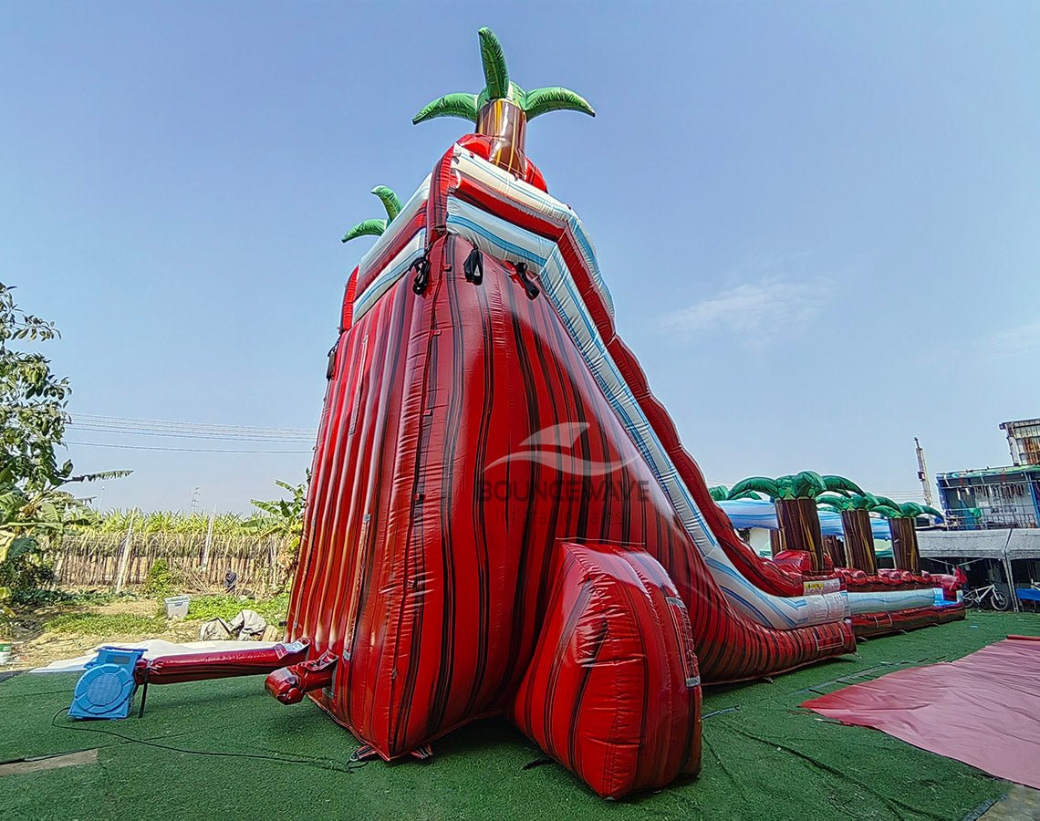 22ft Crimson Bay Single Lane Inflatable Water Slide With Slip & Slide - BounceWave Inflatable Sales