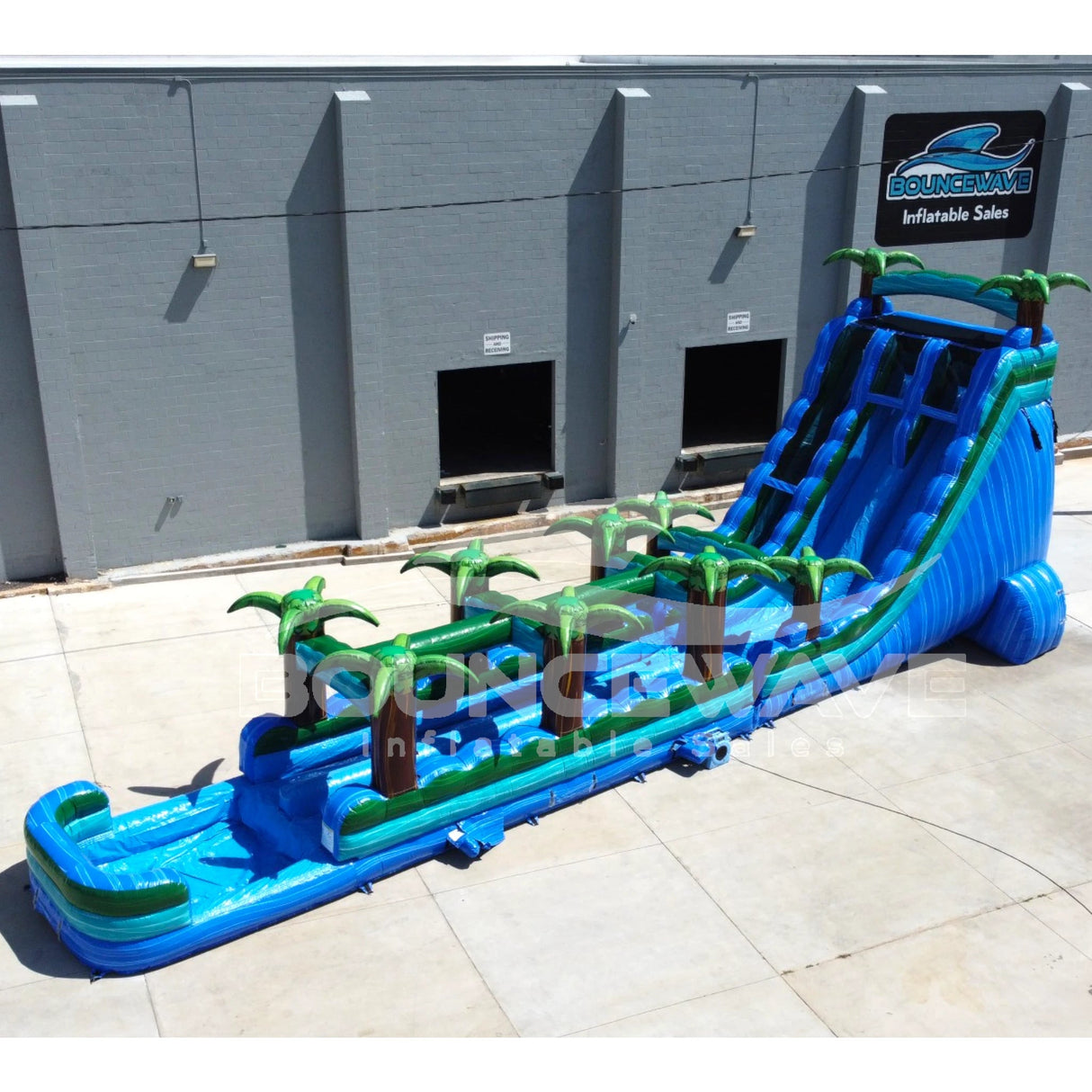 22ft Island Drop Dual Lane Inflatable Water Slide With Slip & Slide - BounceWave Inflatable Sales