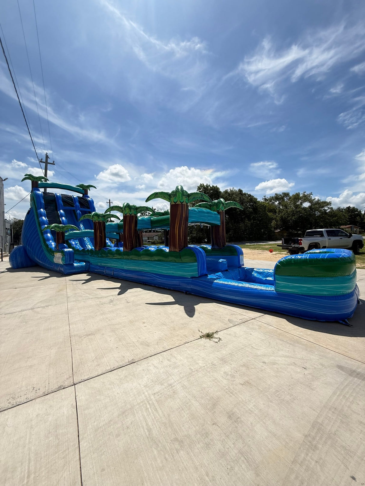 22ft Island Drop Dual Lane Inflatable Water Slide With Slip & Slide - BounceWave Inflatable Sales