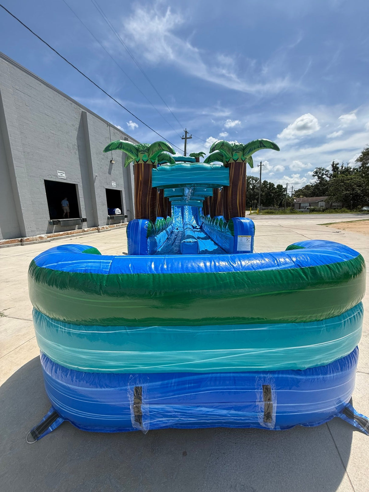 22ft Island Drop Dual Lane Inflatable Water Slide With Slip & Slide - BounceWave Inflatable Sales