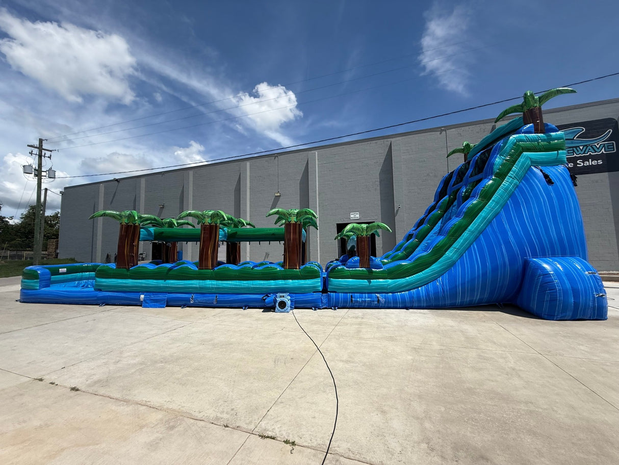 22ft Island Drop Dual Lane Inflatable Water Slide With Slip & Slide - BounceWave Inflatable Sales