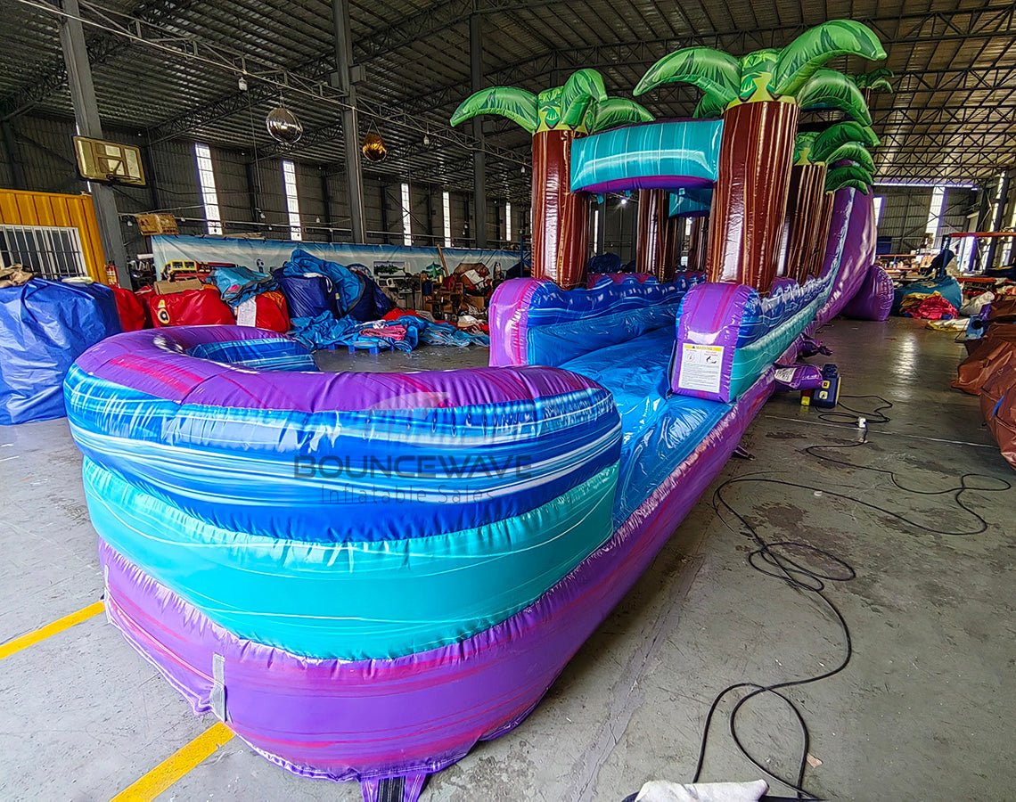 22ft Purple Plunge Teal Single Lane Inflatable Water Slide With Slip & Slide - BounceWave Inflatable Sales