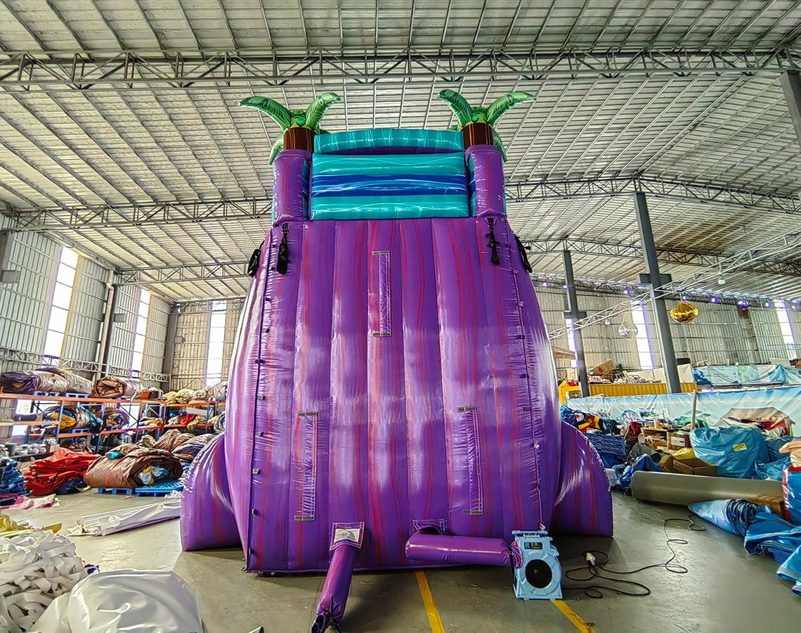 22ft Purple Plunge Teal Single Lane Inflatable Water Slide With Slip & Slide - BounceWave Inflatable Sales
