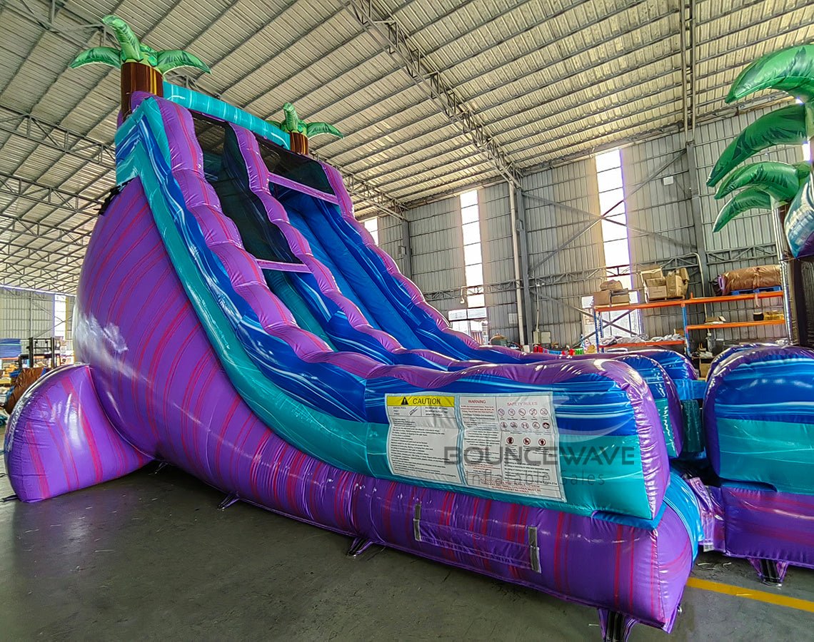 22ft Purple Plunge Teal Single Lane Inflatable Water Slide With Slip & Slide - BounceWave Inflatable Sales