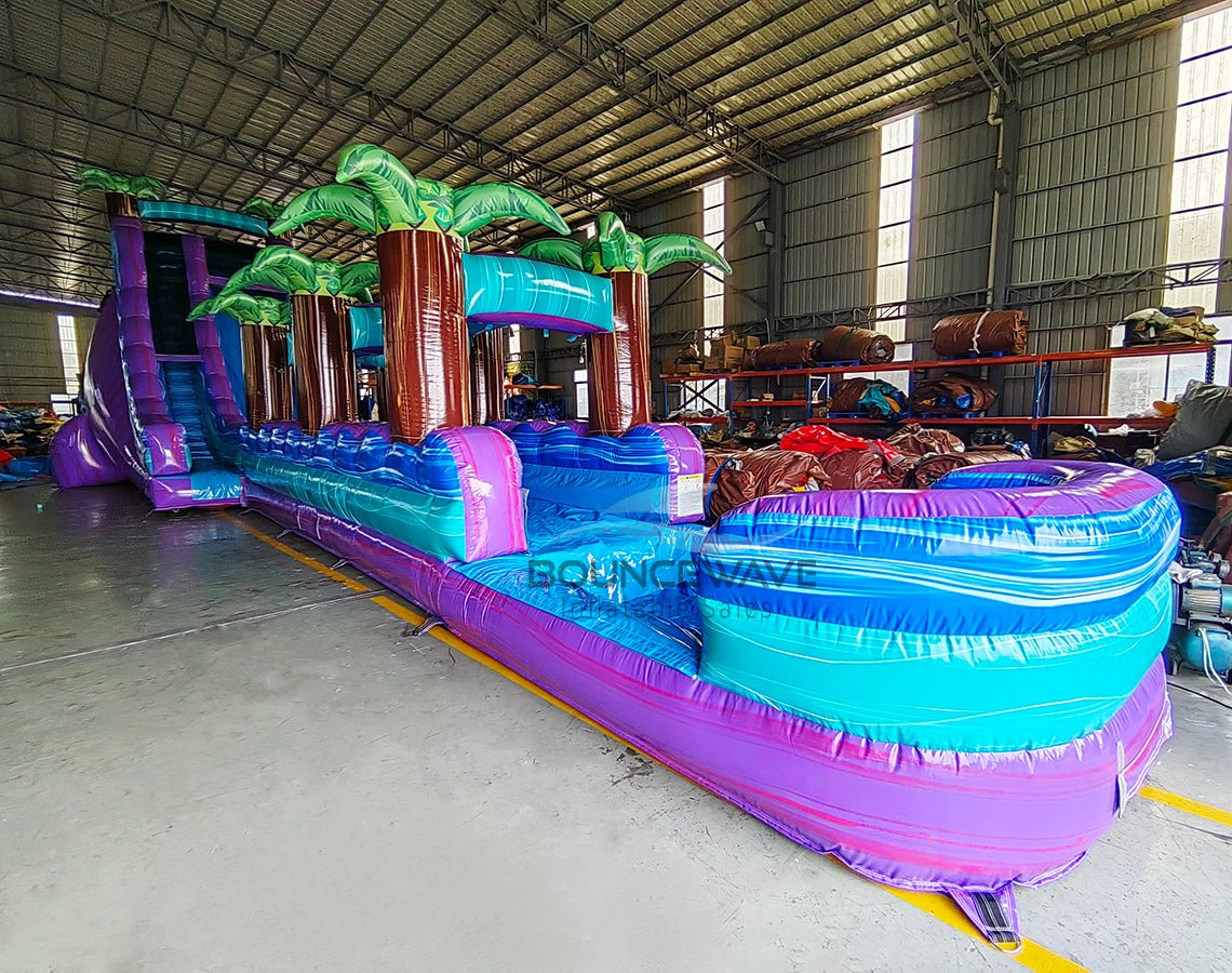 22ft Purple Plunge Teal Single Lane Inflatable Water Slide With Slip & Slide - BounceWave Inflatable Sales