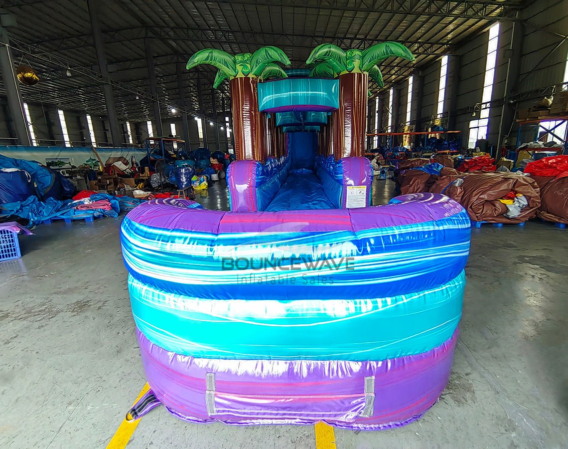22ft Purple Plunge Teal Single Lane Inflatable Water Slide With Slip & Slide - BounceWave Inflatable Sales