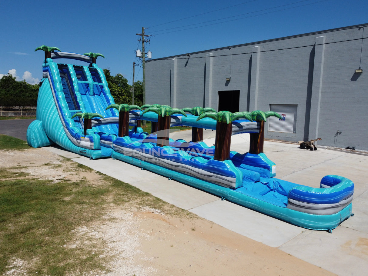 24ft Bahama Blast Dual Lane Commercial Water Slide with Slip & Slide - BounceWave Inflatable Sales