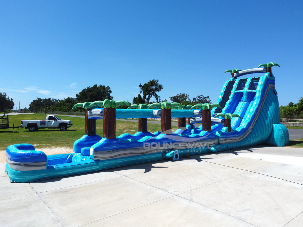 24ft Bahama Blast Dual Lane Commercial Water Slide with Slip & Slide - BounceWave Inflatable Sales
