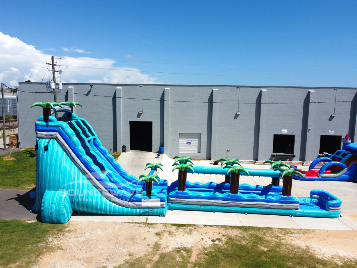 24ft Bahama Blast Dual Lane Commercial Water Slide with Slip & Slide - BounceWave Inflatable Sales