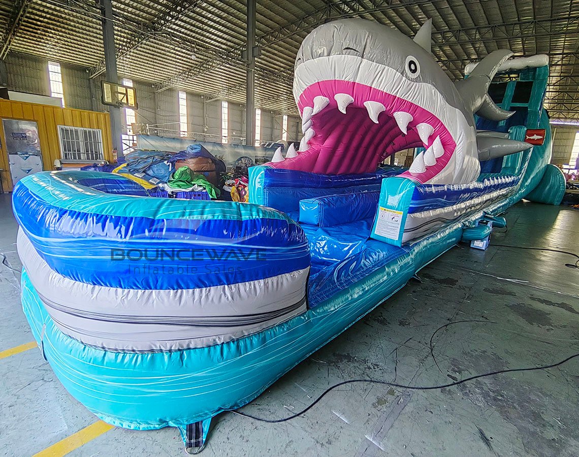 24ft Bahama Great White Dual Lane 2pc Commercial Water Slide with Inflatable Slip & Slide - BounceWave Inflatable Sales
