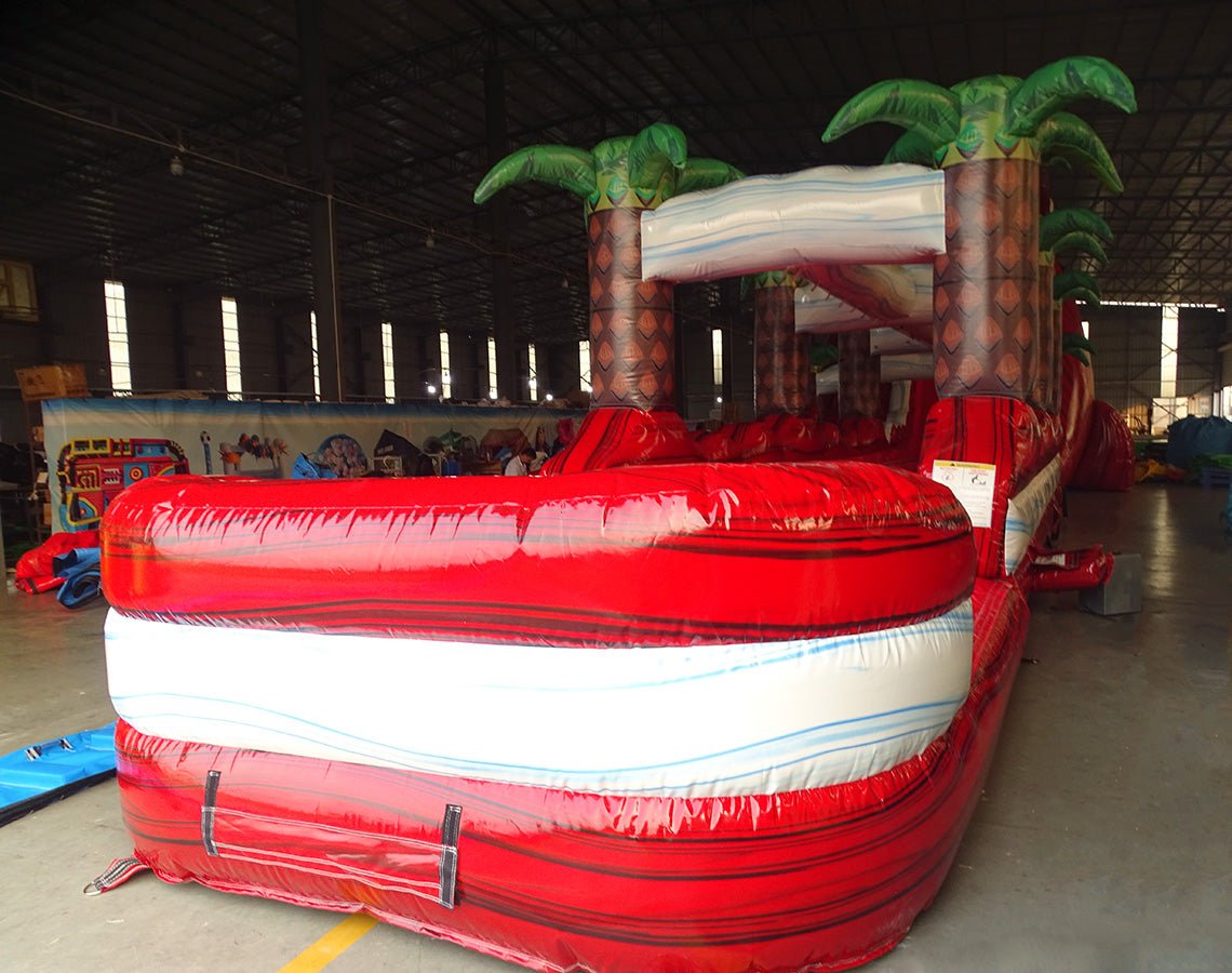 24ft Crimson Bay DL 2pc Commercial Water Slide with Inflatable Slip & Slide - BounceWave Inflatable Sales
