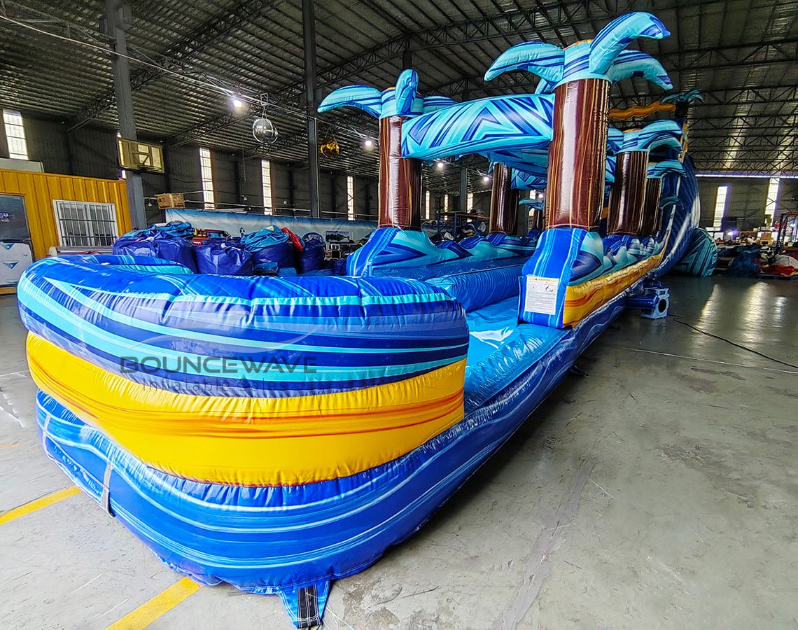 24ft Flashpoint Falls Dual Lane 2pc Commercial Water Slide with Inflatable Slip & Slide - BounceWave Inflatable Sales