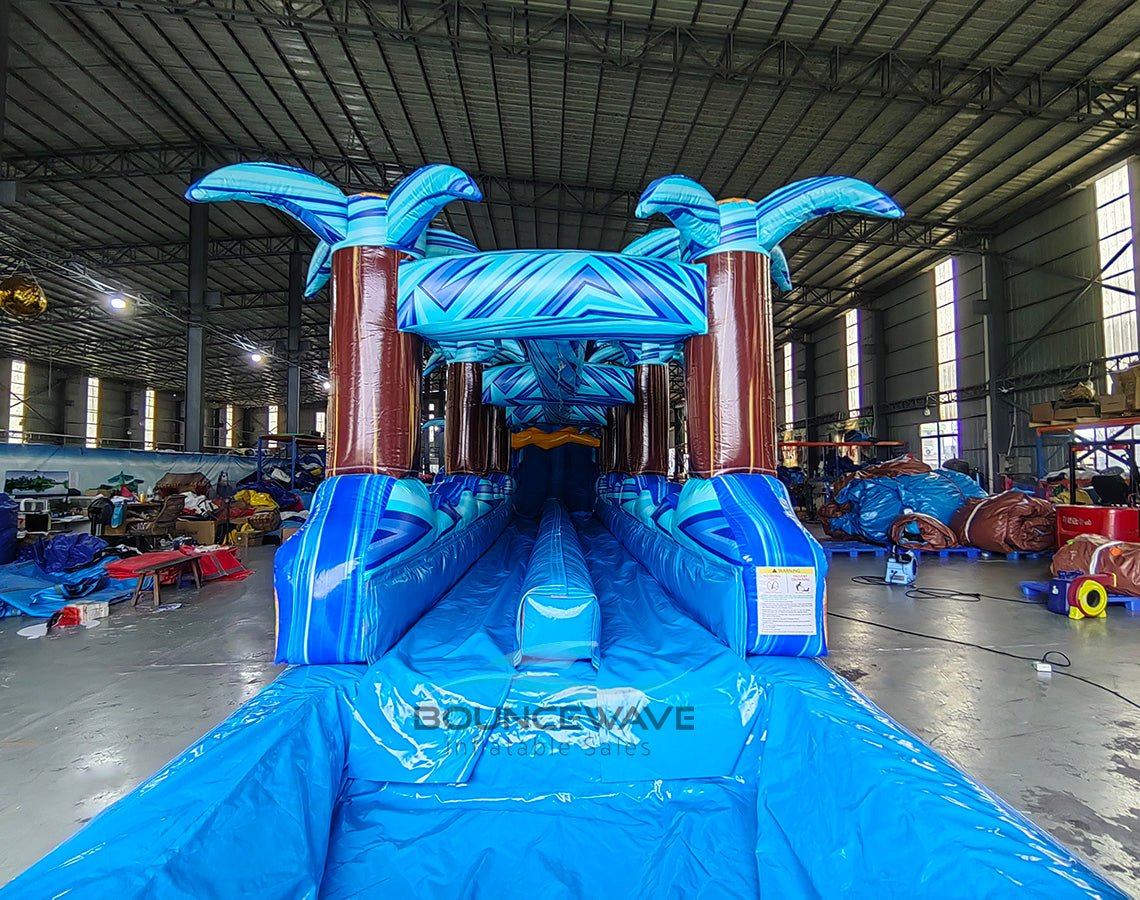 24ft Flashpoint Falls Dual Lane 2pc Commercial Water Slide with Inflatable Slip & Slide - BounceWave Inflatable Sales