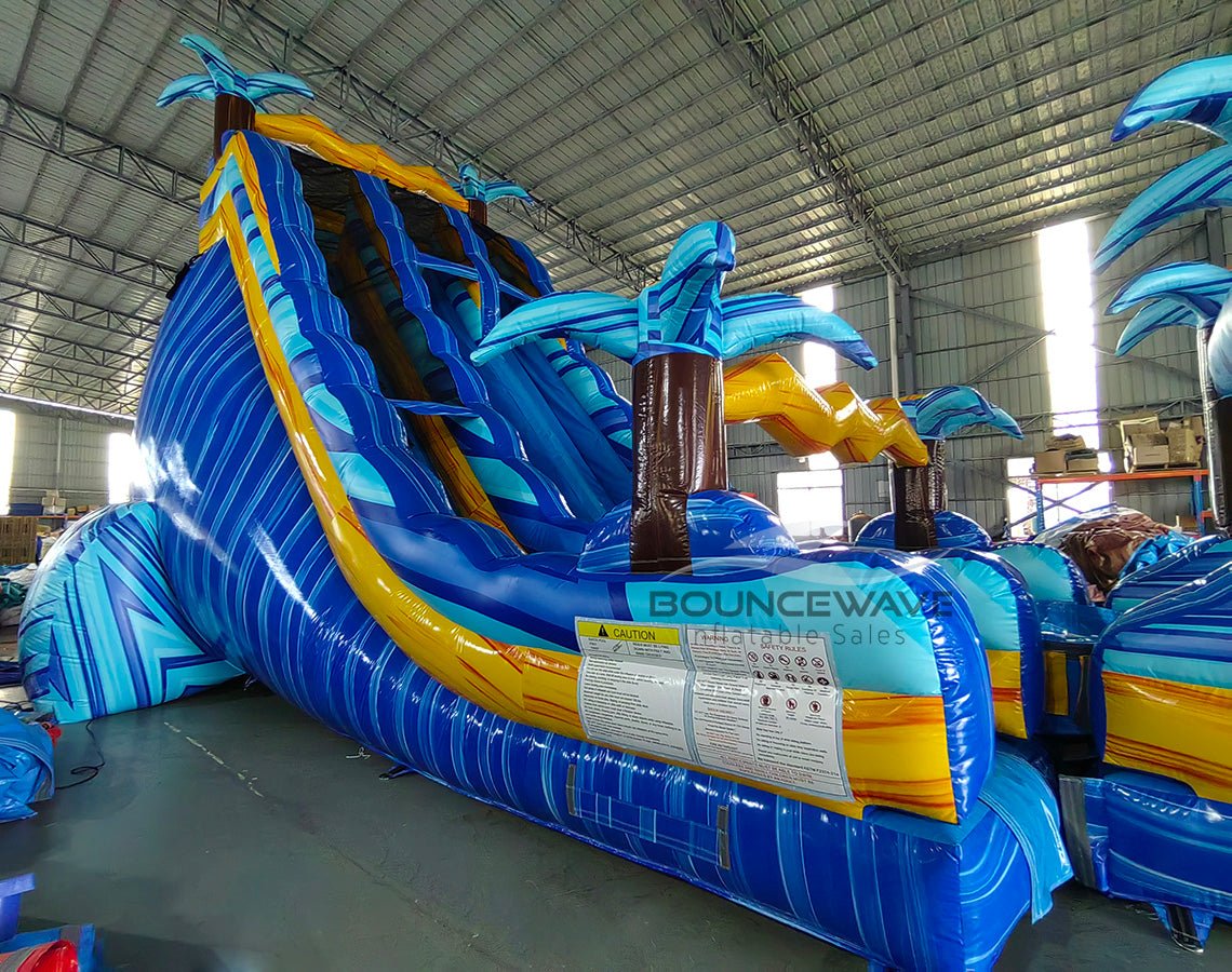 24ft Flashpoint Falls Dual Lane 2pc Commercial Water Slide with Inflatable Slip & Slide - BounceWave Inflatable Sales