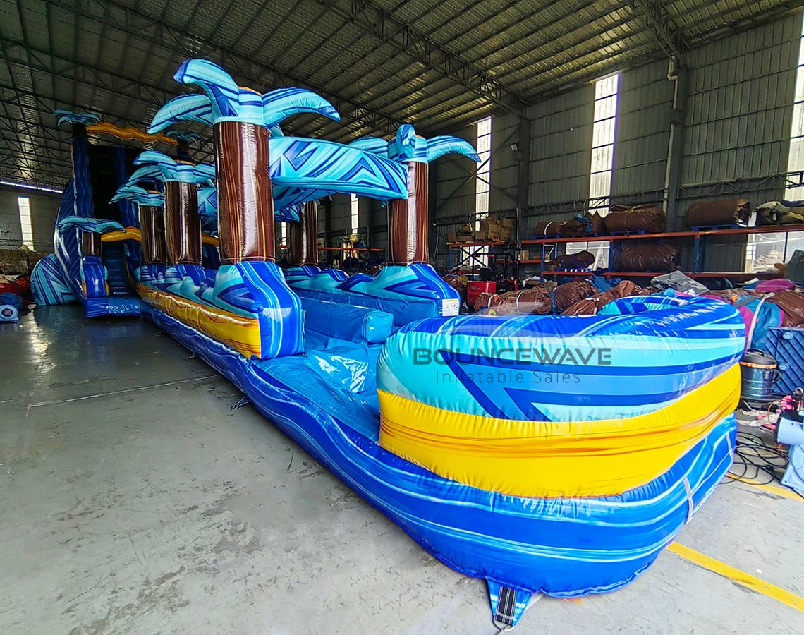 24ft Flashpoint Falls Dual Lane 2pc Commercial Water Slide with Inflatable Slip & Slide - BounceWave Inflatable Sales