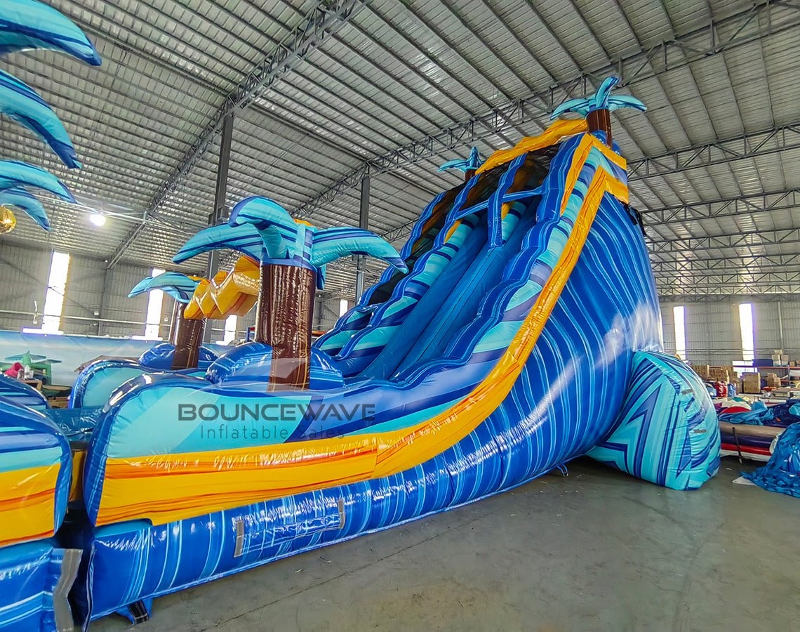 24ft Flashpoint Falls Dual Lane 2pc Commercial Water Slide with Inflatable Slip & Slide - BounceWave Inflatable Sales