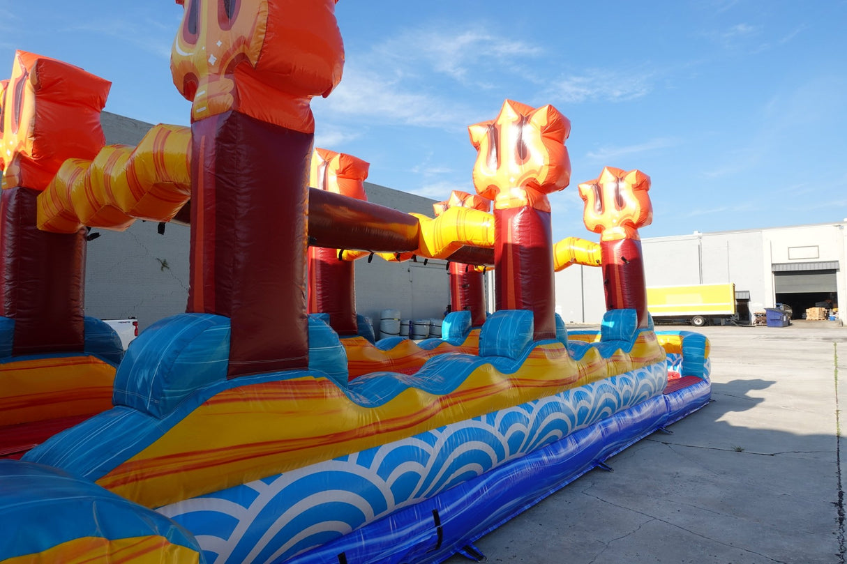 24ft Poseidon Plunge Dual Lane 2pc Commercial Water Slide with Inflatable Slip & Slide - BounceWave Inflatable Sales