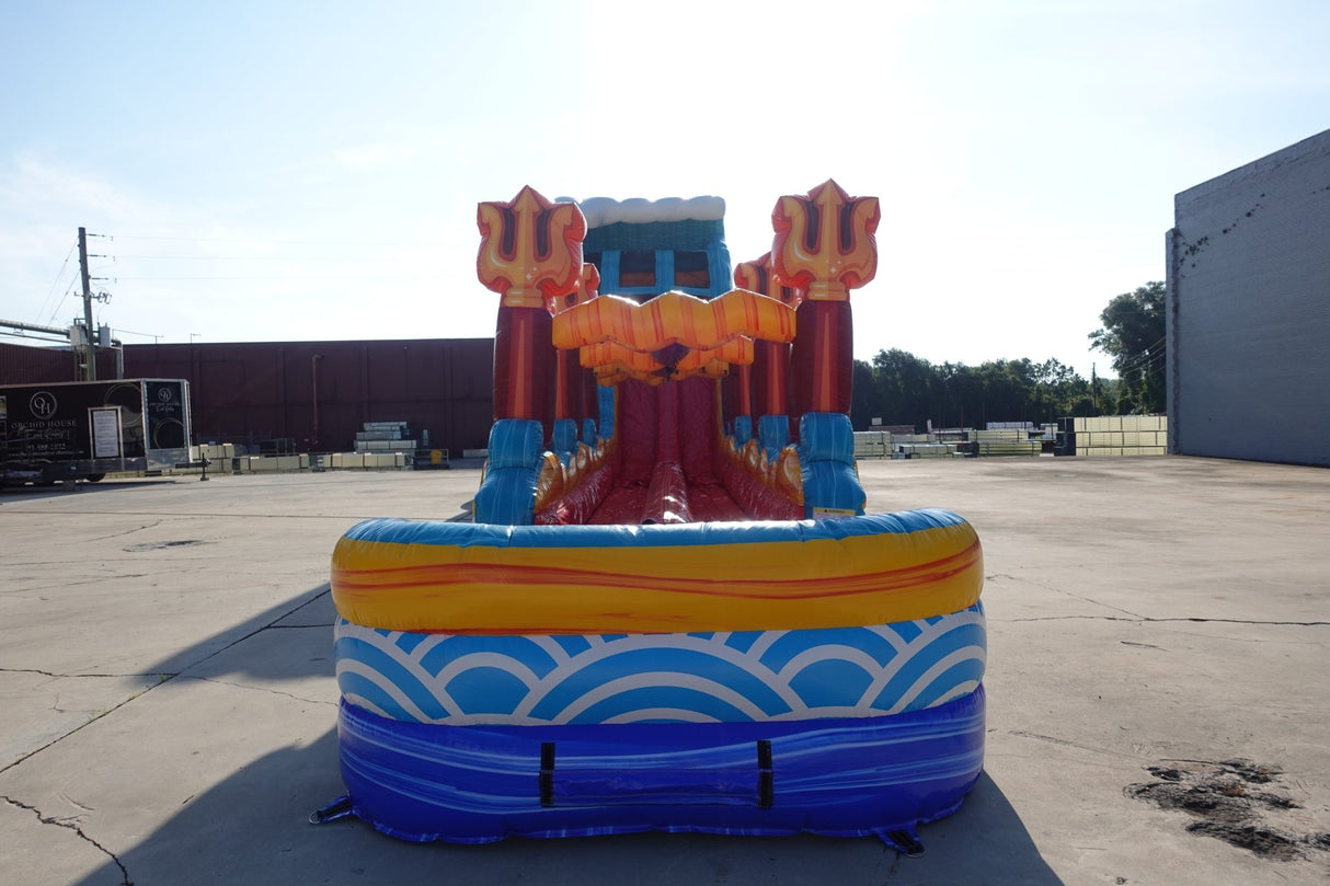 24ft Poseidon Plunge Dual Lane 2pc Commercial Water Slide with Inflatable Slip & Slide - BounceWave Inflatable Sales